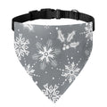 Silver And White Snowflake Pattern Print Over The Collar Dog Bandana
