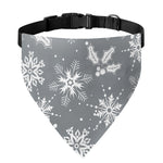 Silver And White Snowflake Pattern Print Over The Collar Dog Bandana