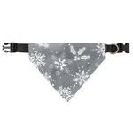 Silver And White Snowflake Pattern Print Over The Collar Dog Bandana