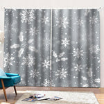 Silver And White Snowflake Pattern Print Pencil Pleat Curtains