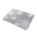 Silver And White Snowflake Pattern Print Pet Cooling Mat Cover