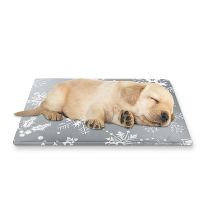 Silver And White Snowflake Pattern Print Pet Cooling Mat Cover