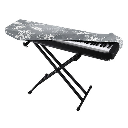 Silver And White Snowflake Pattern Print Piano Keyboard Cover