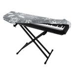 Silver And White Snowflake Pattern Print Piano Keyboard Cover