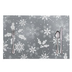 Silver And White Snowflake Pattern Print Placemat