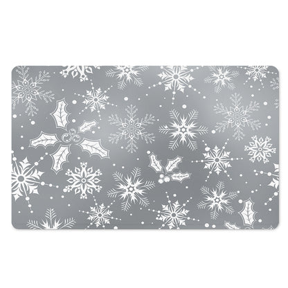 Silver And White Snowflake Pattern Print Polyester Doormat