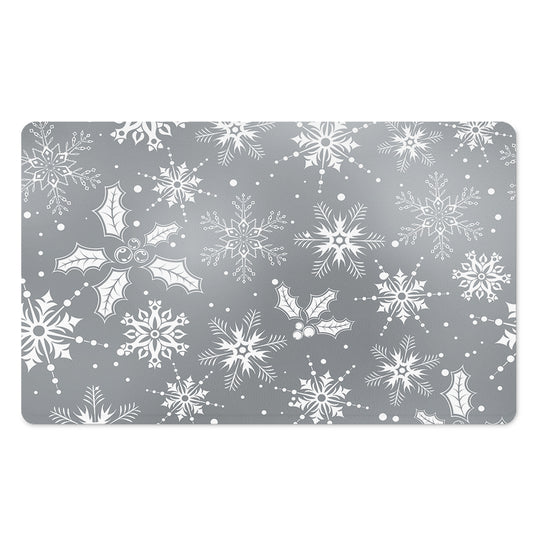 Silver And White Snowflake Pattern Print Polyester Doormat