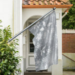 Silver And White Snowflake Pattern Print Polyester Flag