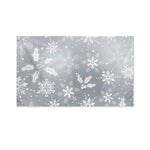 Silver And White Snowflake Pattern Print Polyester Flag