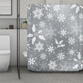 Silver And White Snowflake Pattern Print Polyester Shower Curtain