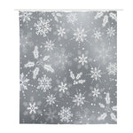 Silver And White Snowflake Pattern Print Polyester Shower Curtain
