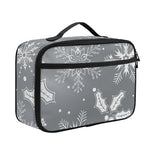 Silver And White Snowflake Pattern Print Portable Lunch Bag