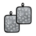 Silver And White Snowflake Pattern Print Pot Holders