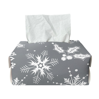 Silver And White Snowflake Pattern Print Rectangle Tissue Box Cover