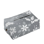 Silver And White Snowflake Pattern Print Rectangle Tissue Box Cover