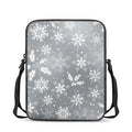 Silver And White Snowflake Pattern Print Rectangular Crossbody Bag
