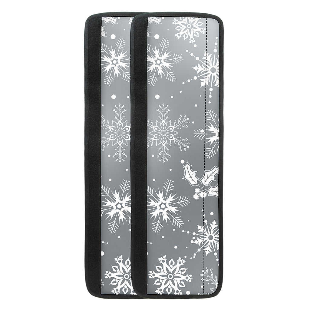 Silver And White Snowflake Pattern Print Refrigerator Handle Covers