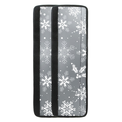 Silver And White Snowflake Pattern Print Refrigerator Handle Covers