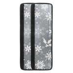 Silver And White Snowflake Pattern Print Refrigerator Handle Covers
