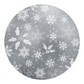 Silver And White Snowflake Pattern Print Round Blanket