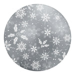 Silver And White Snowflake Pattern Print Round Blanket