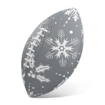 Silver And White Snowflake Pattern Print Rugby Ball