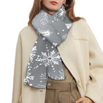 Silver And White Snowflake Pattern Print Scarf