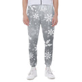Silver And White Snowflake Pattern Print Joggers