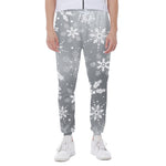 Silver And White Snowflake Pattern Print Scuba Joggers