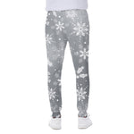 Silver And White Snowflake Pattern Print Scuba Joggers
