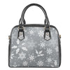 Silver And White Snowflake Pattern Print Shoulder Handbag