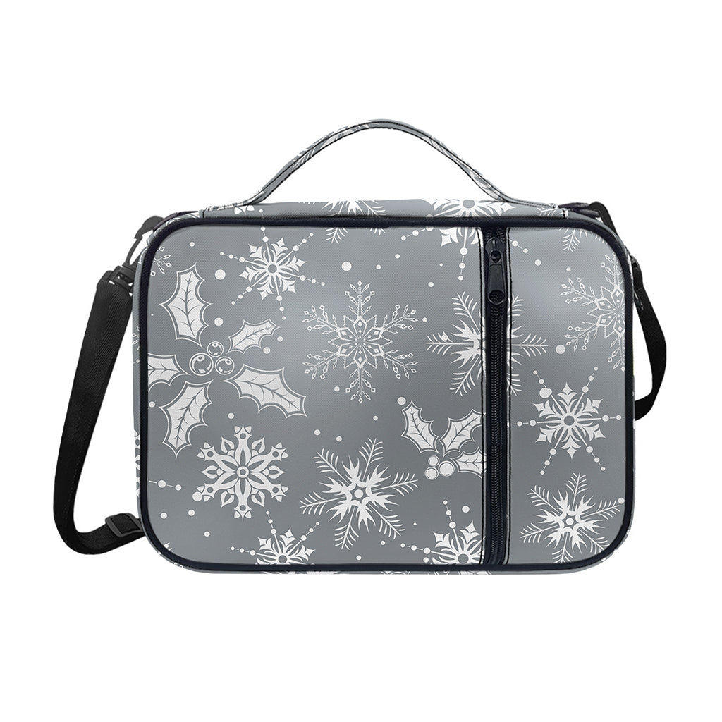 Silver And White Snowflake Pattern Print Shoulder Strap Bible Bag