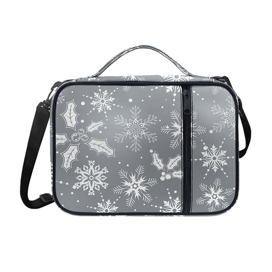 Silver And White Snowflake Pattern Print Shoulder Strap Bible Bag