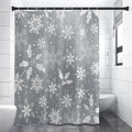 Silver And White Snowflake Pattern Print Shower Curtain