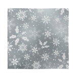 Silver And White Snowflake Pattern Print Silk Bandana
