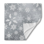 Silver And White Snowflake Pattern Print Silk Bandana