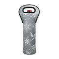 Silver And White Snowflake Pattern Print Single Neoprene Wine Tote