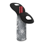 Silver And White Snowflake Pattern Print Single Neoprene Wine Tote