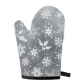 Silver And White Snowflake Pattern Print Single Oven Mitt