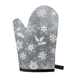 Silver And White Snowflake Pattern Print Single Oven Mitt