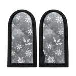 Silver And White Snowflake Pattern Print Skillet Handle Cover