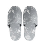 Silver And White Snowflake Pattern Print Slippers