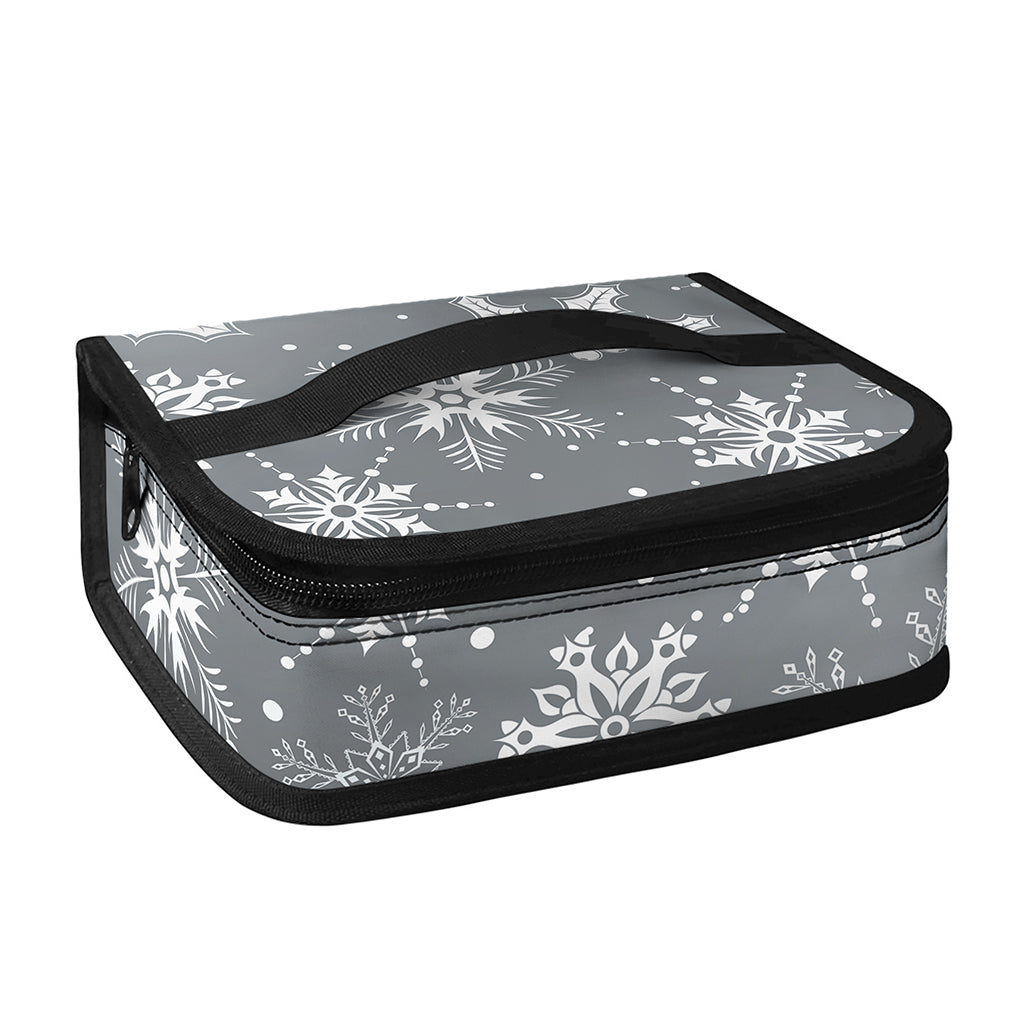 Silver And White Snowflake Pattern Print Small Lunch Bag