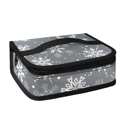Silver And White Snowflake Pattern Print Small Lunch Bag