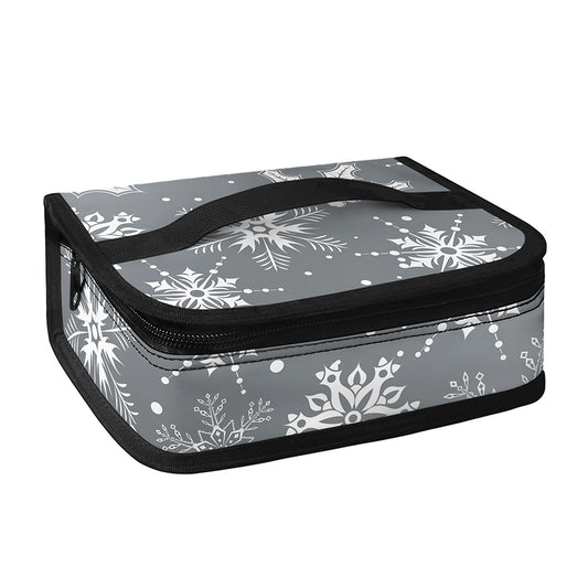 Silver And White Snowflake Pattern Print Small Lunch Bag