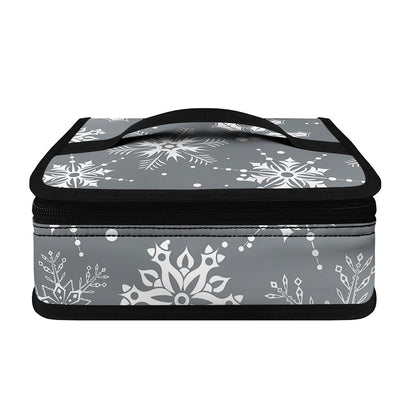 Silver And White Snowflake Pattern Print Small Lunch Bag