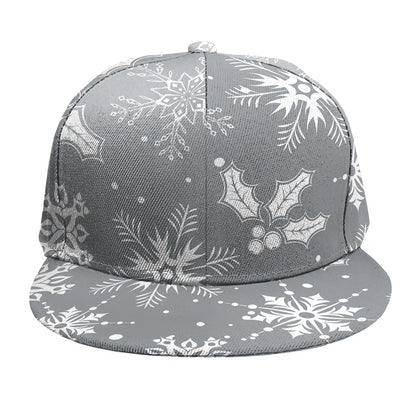 Silver And White Snowflake Pattern Print Snapback Cap