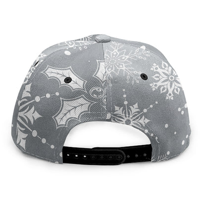 Silver And White Snowflake Pattern Print Snapback Cap