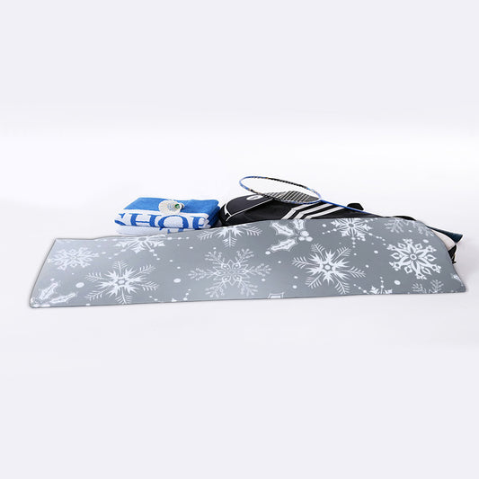 Silver And White Snowflake Pattern Print Sports Towel