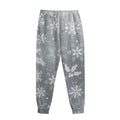 Silver And White Snowflake Pattern Print Sweatpants